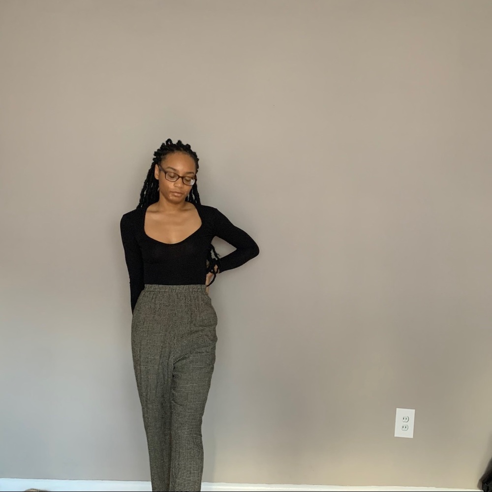 Pebble Rayon Plaid Trousers